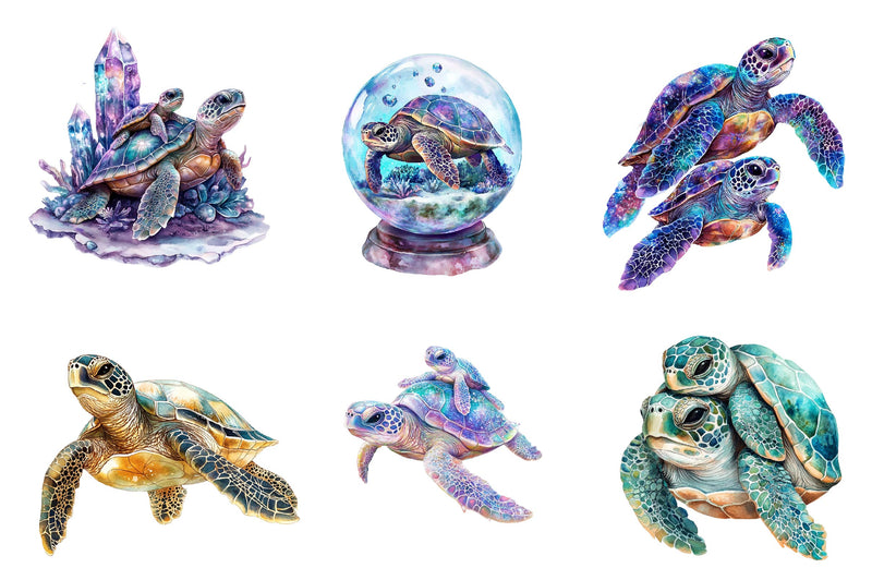 Gem Sea Turtle Mom And Baby Clipart Bundle 1 - CraftNest - Digital Crafting and Art
