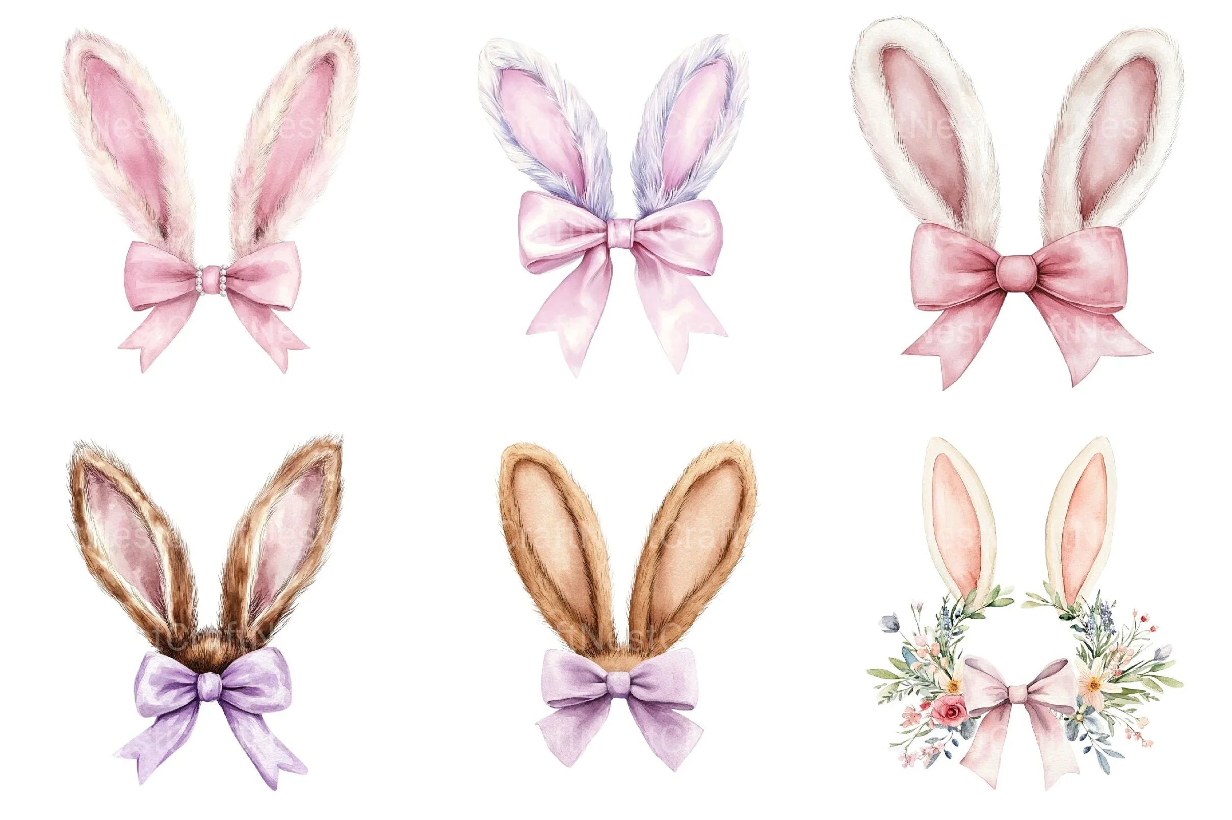 Easter Bunny Ear Bow Clipart Bundle - CraftNest - Digital Crafting and Art