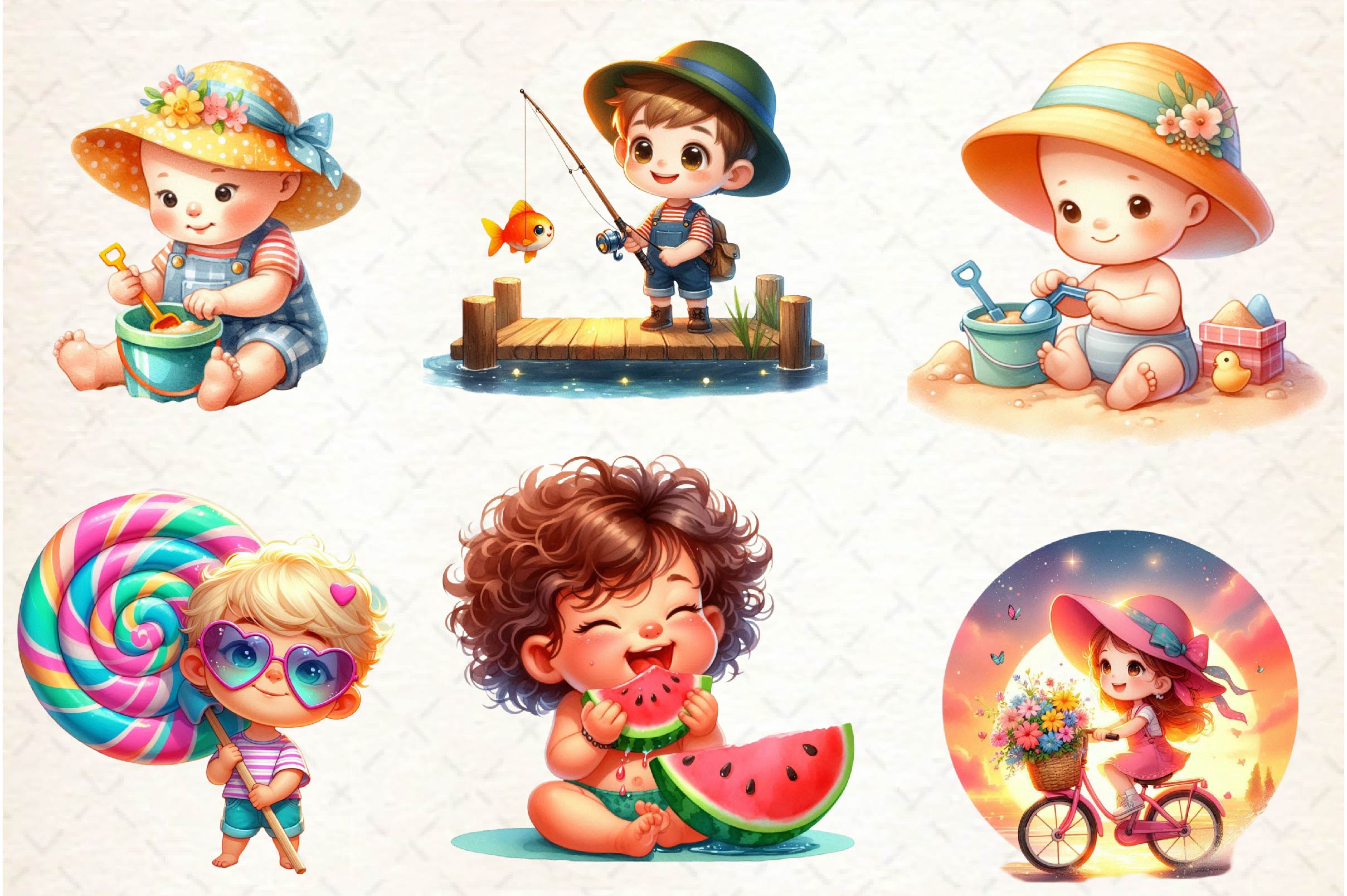 Summer Happy Cartoon Kid Clipart Bundle - CraftNest - Digital Crafting and Art