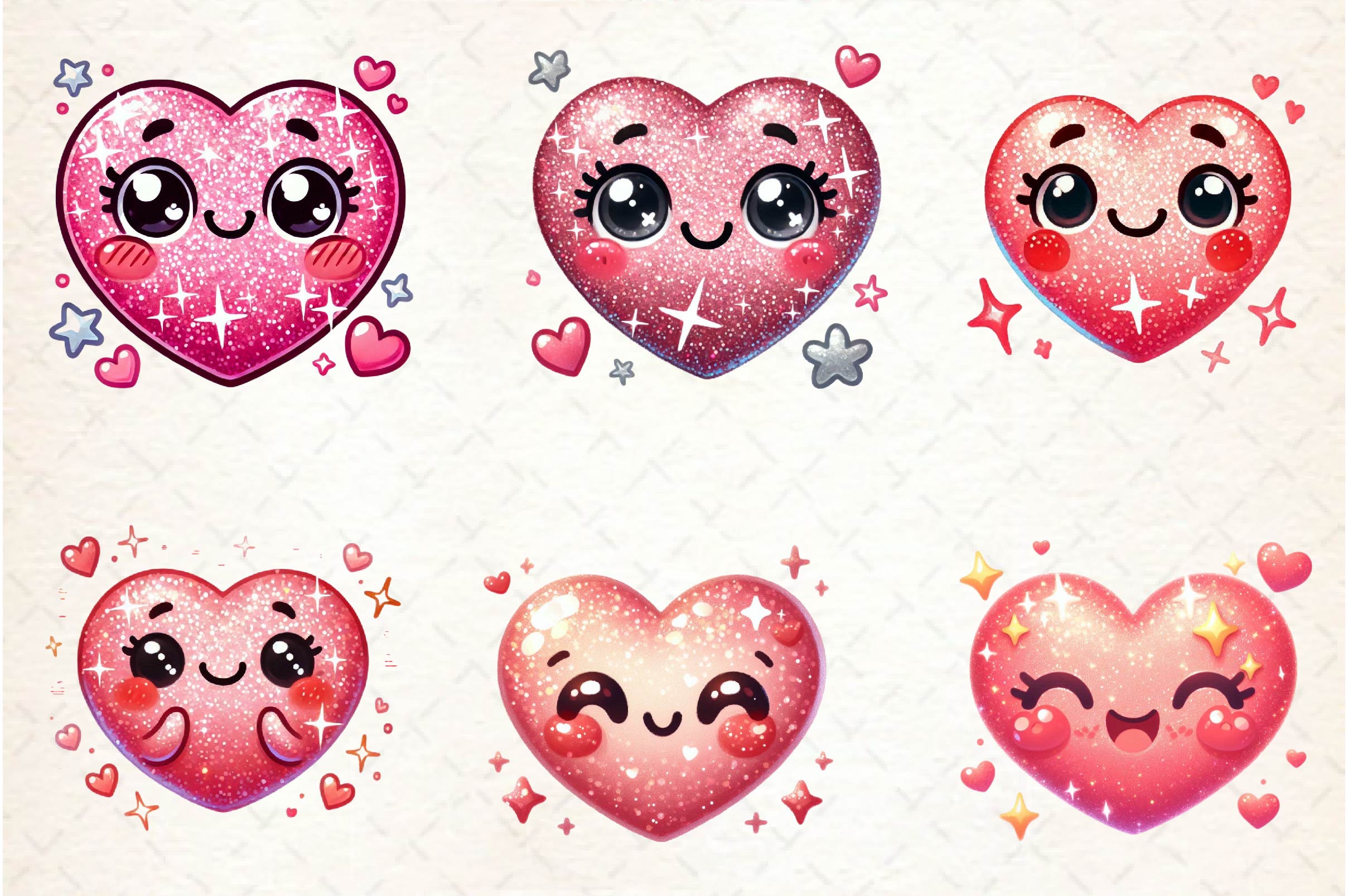 Cute Valentine Smiling Heart Clipart Bundle - CraftNest - Digital Crafting and Art