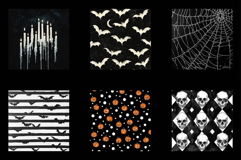 Black And White Halloween Digital Paper - CraftNest - Digital Crafting and Art