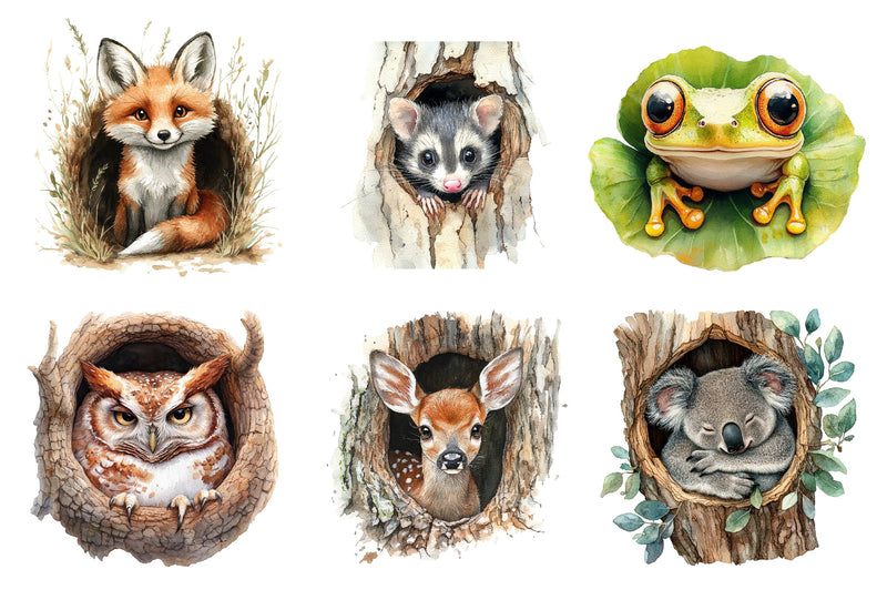 Funny Animals In Hole Clipart Bundle - CraftNest - Digital Crafting and Art