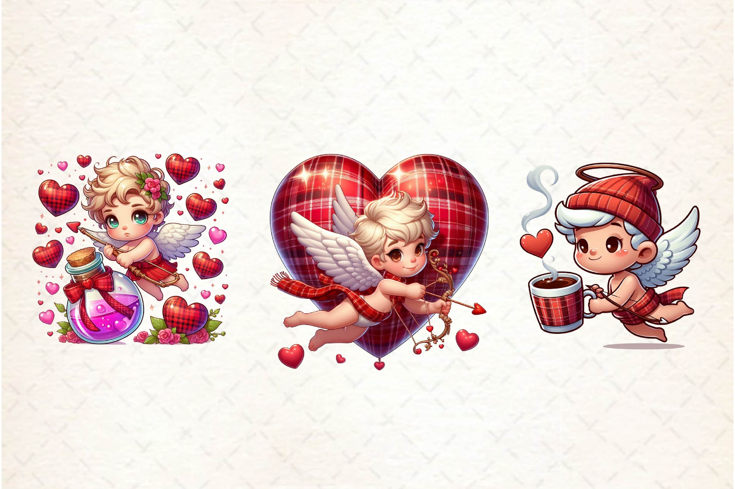 Red Valentine Cupid Clipart Bundle - CraftNest - Digital Crafting and Art