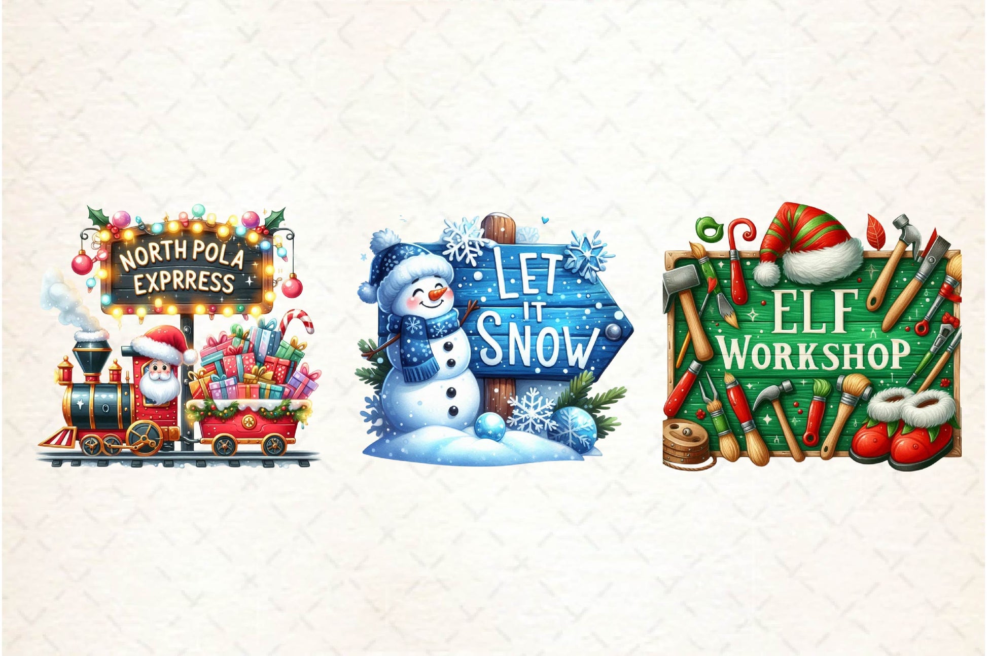 Cute Christmas Signs Clipart Bundle - CraftNest - Digital Crafting and Art