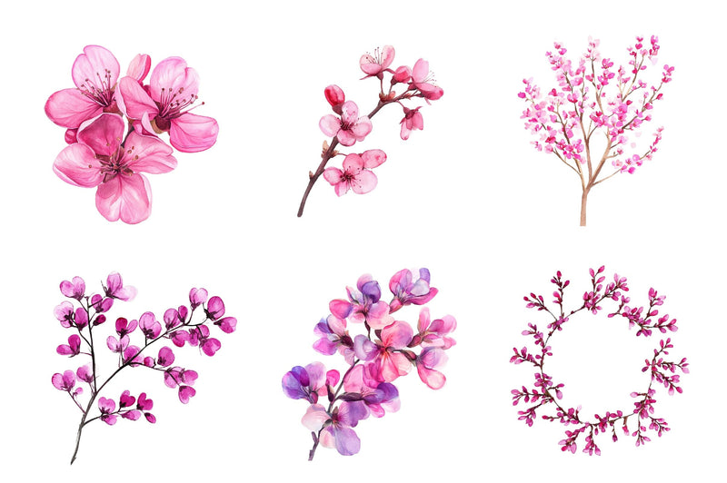 Spring Redbud Flower Clipart Bundle - CraftNest - Digital Crafting and Art