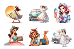 Summer Vintage Woman Clipart Bundle - CraftNest - Digital Crafting and Art