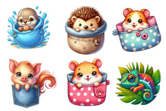 Peeking Cute Animals Pocket Clipart Bundle - CraftNest - Digital Crafting and Art