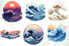Vintage Ocean Waves Clipart Bundle - CraftNest - Digital Crafting and Art