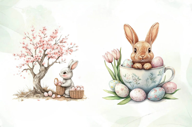 Cute Easter Bunny Clipart Bundle - CraftNest - Digital Crafting and Art
