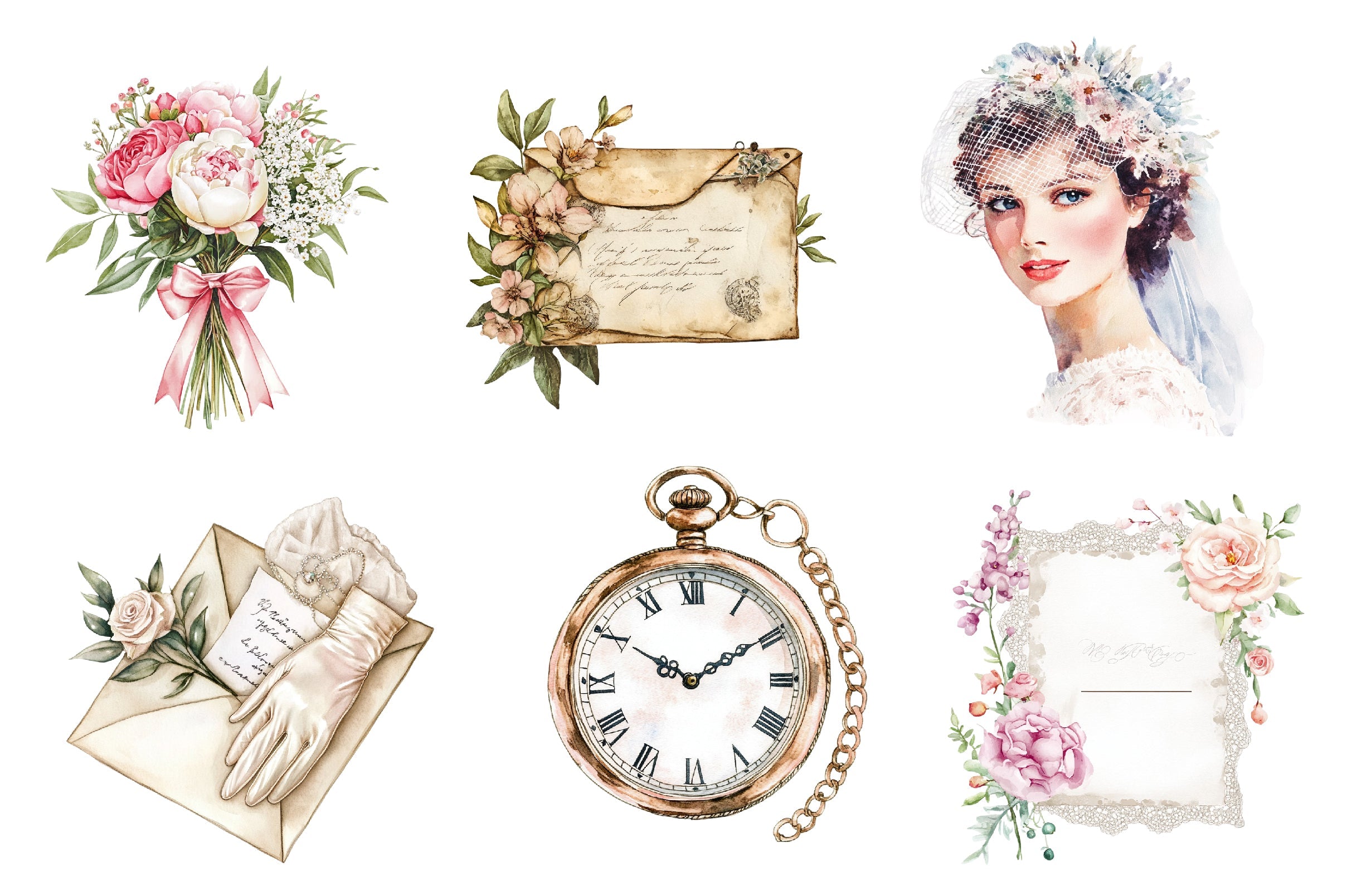 Retro Wedding Day Clipart Bundle - CraftNest - Digital Crafting and Art