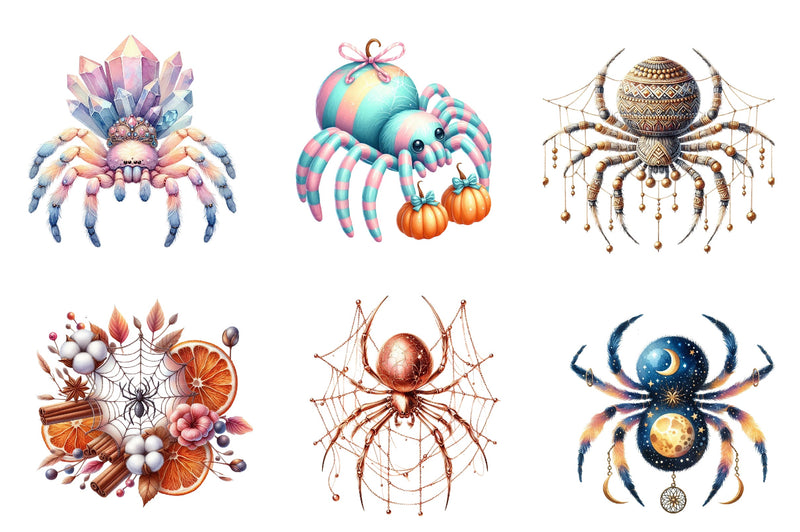 Boho Halloween Spider Clipart Bundle - CraftNest - Digital Crafting and Art