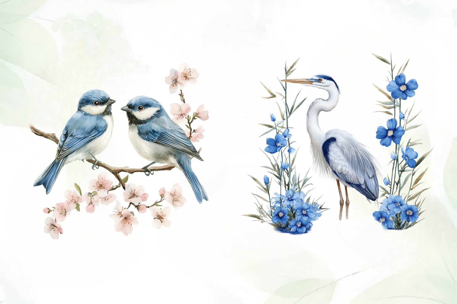 Blue Chinoiserie Spring Clipart Bundle - CraftNest - Digital Crafting and Art