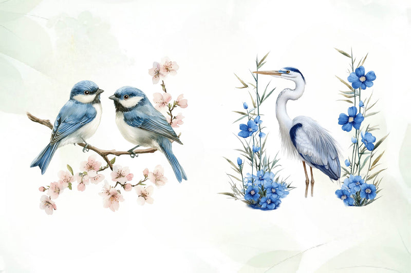 Blue Chinoiserie Spring Clipart Bundle - CraftNest - Digital Crafting and Art