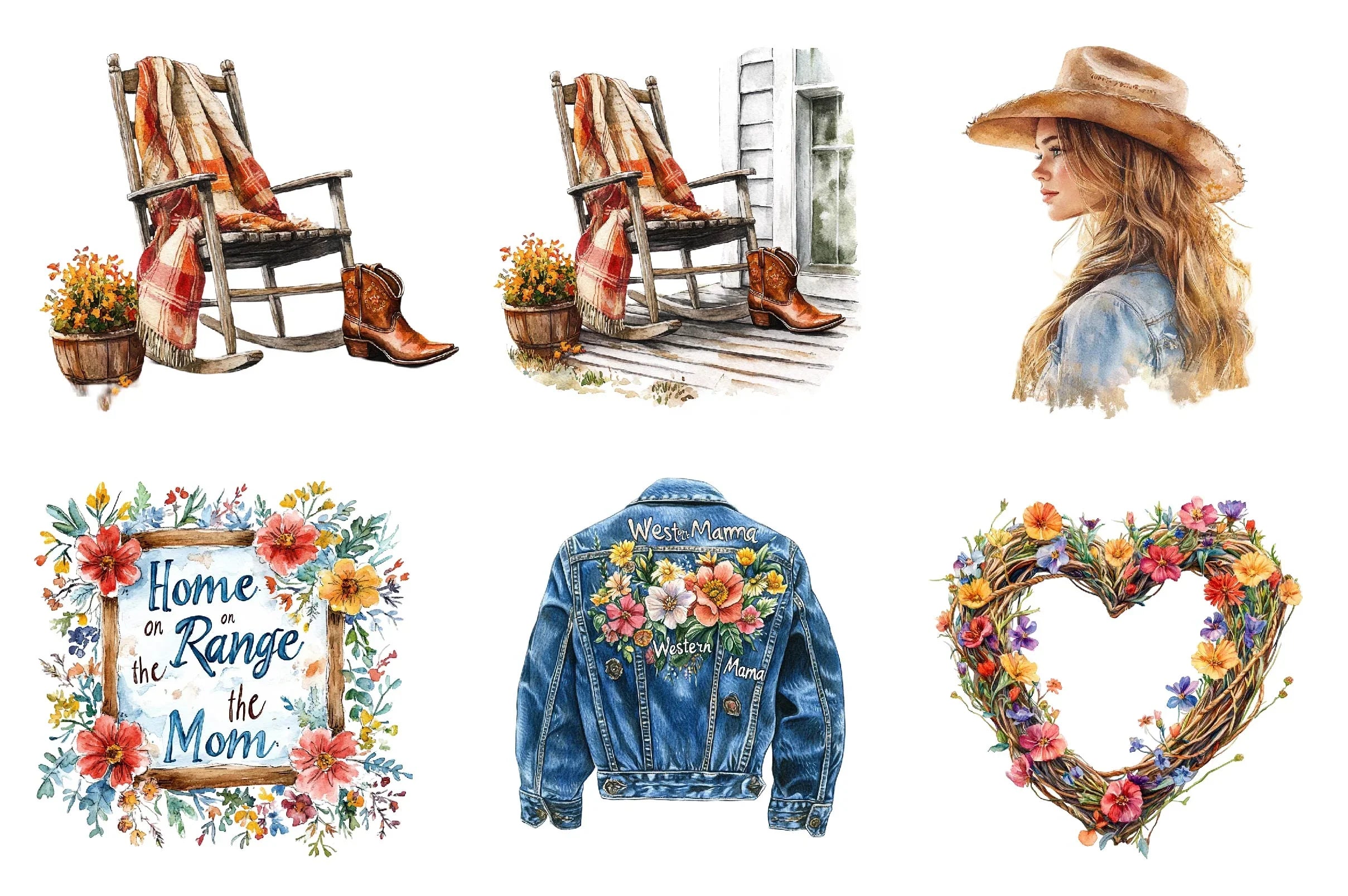 Western Mothers Day Cowgirl Clipart Bundle - CraftNest - Digital Crafting and Art
