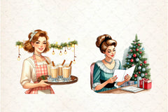 Retro Christmas Housewives Clipart Bundle - CraftNest - Digital Crafting and Art