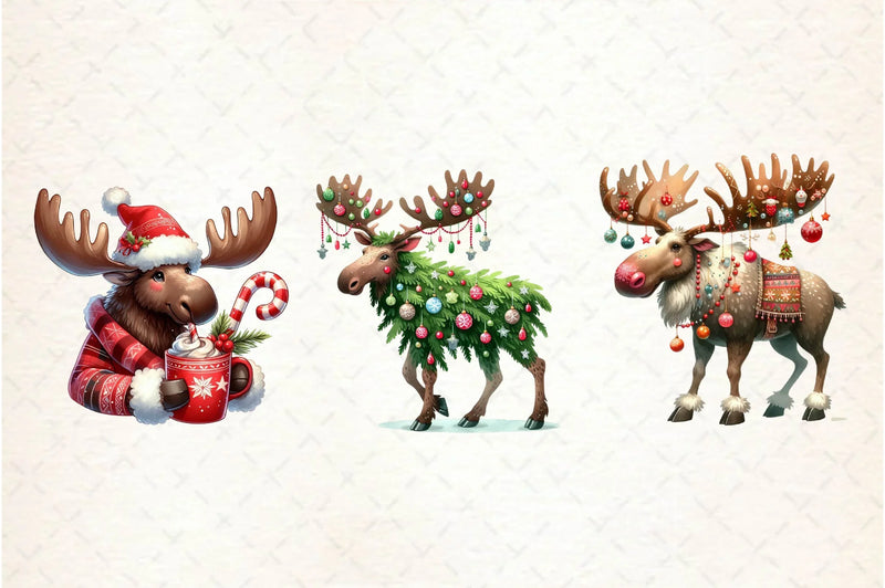 Quirky Christmas Moose Clipart Bundle - CraftNest - Digital Crafting and Art
