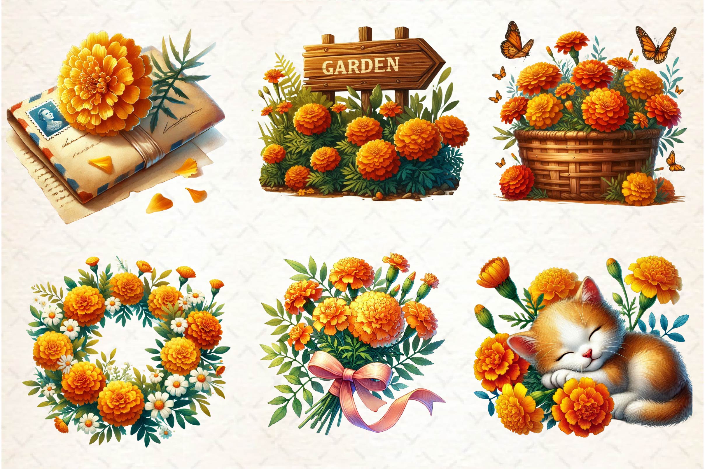 Spring Marigold Clipart Bundle - CraftNest - Digital Crafting and Art