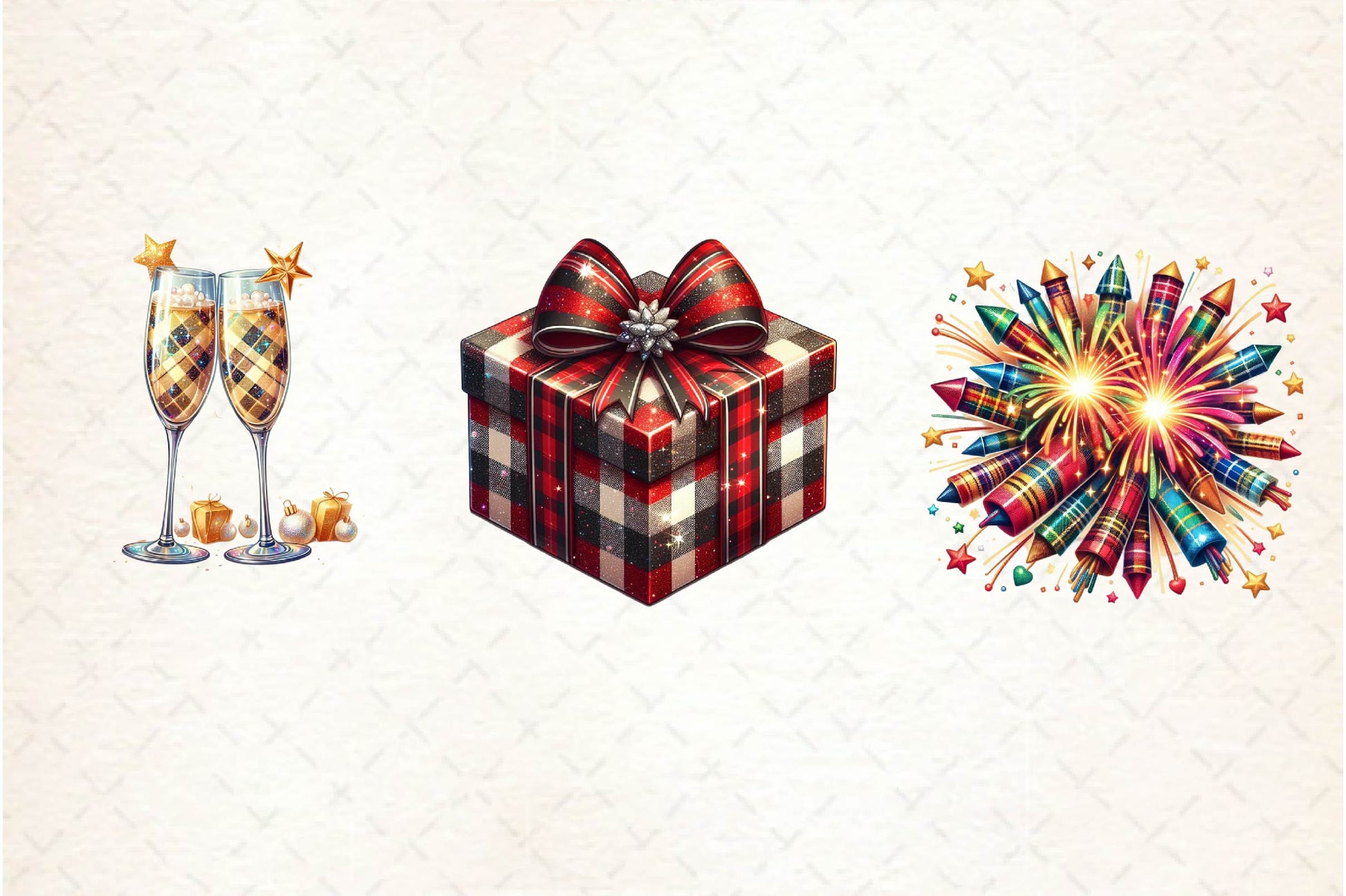 Glittery Plaid New Year 2025 Clipart Bundle - CraftNest - Digital Crafting and Art