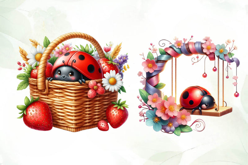 Spring Ladybug Clipart Bundle 1 - CraftNest - Digital Crafting and Art