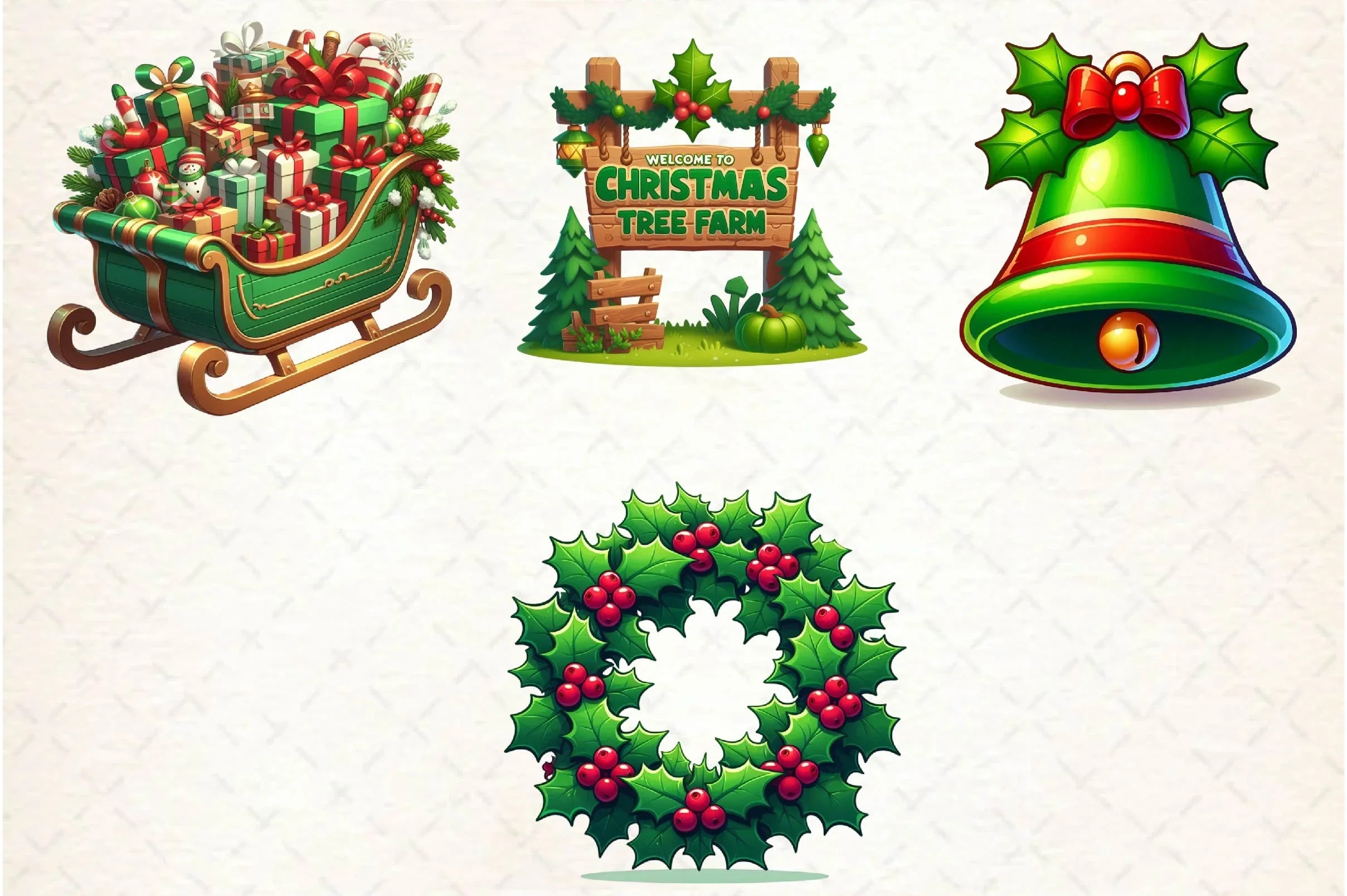 Green Christmas Clipart Bundle - CraftNest - Digital Crafting and Art