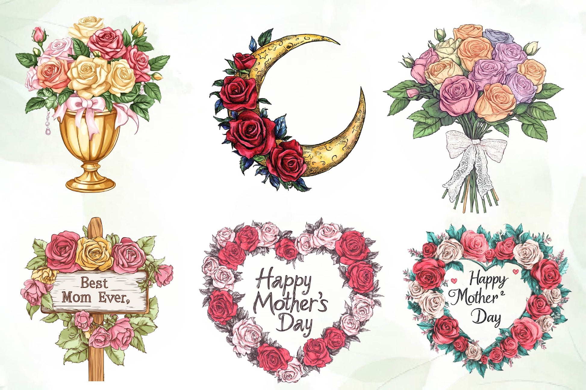 Romantic Roses Mothers Day Clipart Bundle - CraftNest - Digital Crafting and Art