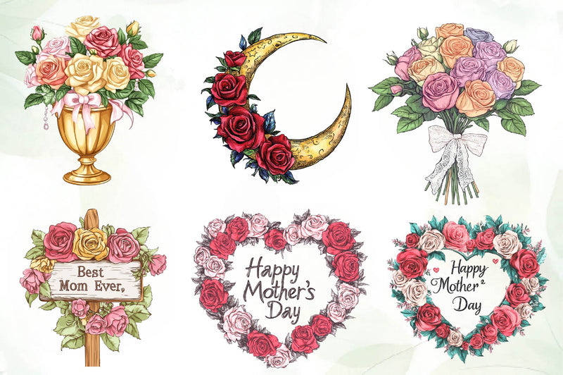 Romantic Roses Mothers Day Clipart Bundle - CraftNest - Digital Crafting and Art