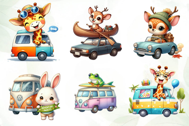 Animals Road Trip Clipart Bundle - CraftNest - Digital Crafting and Art