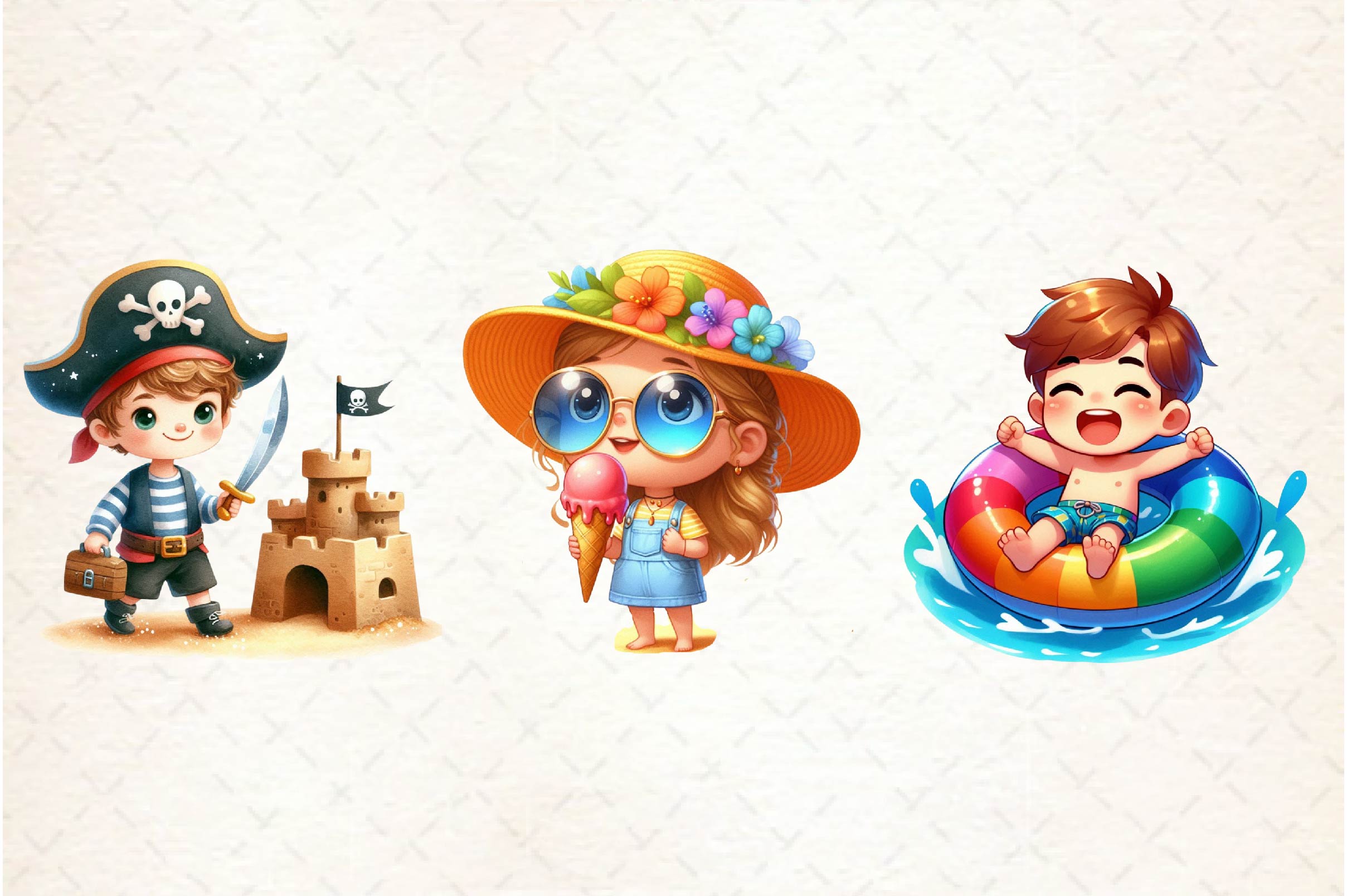 Summer Happy Cartoon Kid Clipart Bundle - CraftNest - Digital Crafting and Art