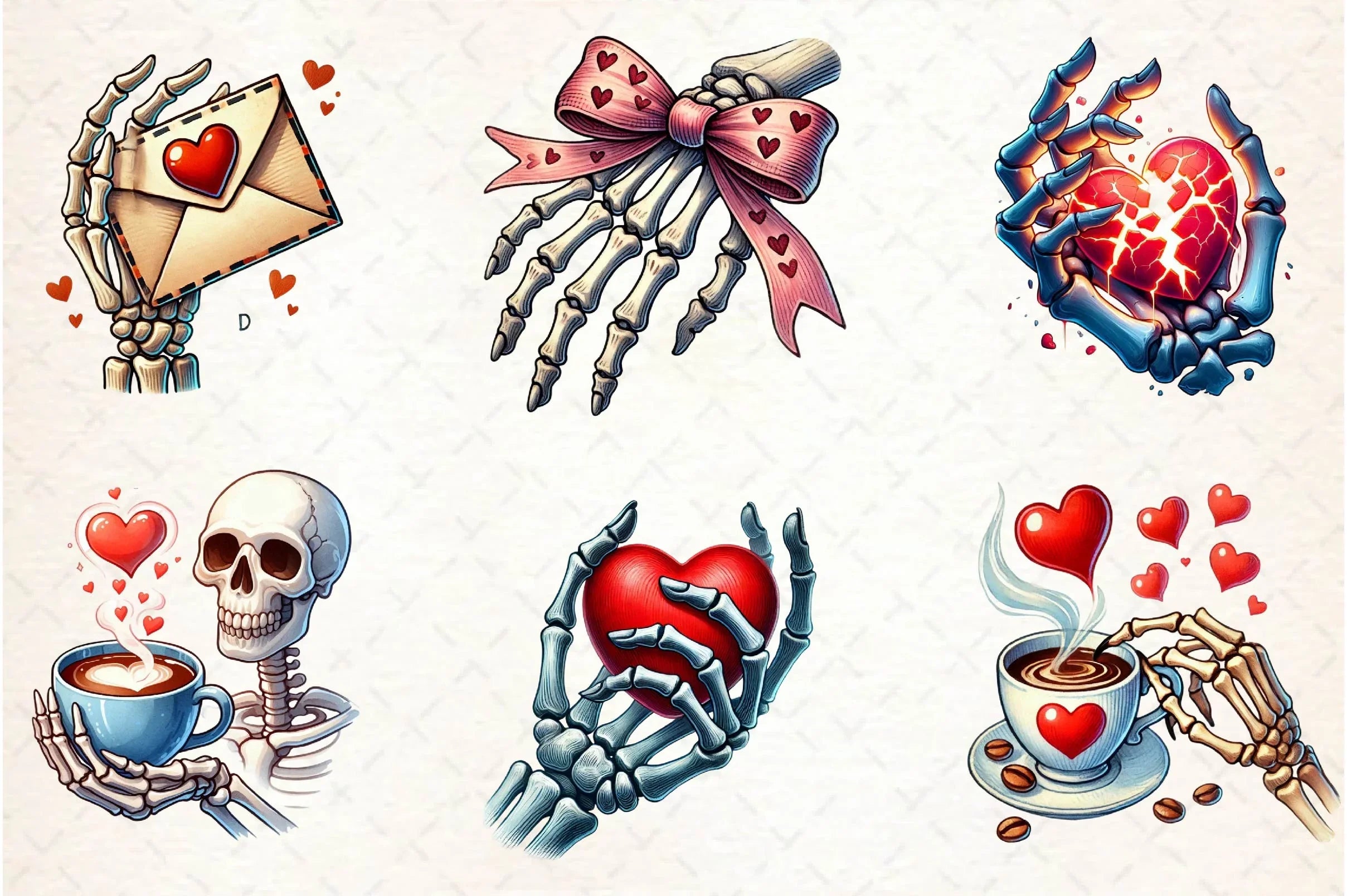 Valentine Skeleton Hand Clipart Bundle - CraftNest - Digital Crafting and Art