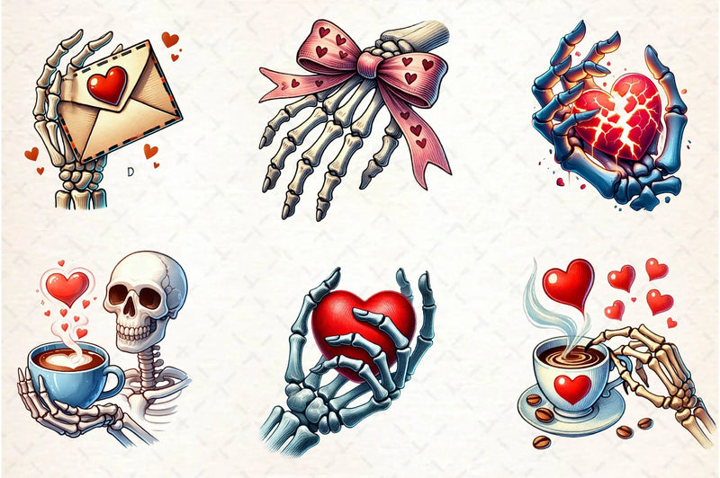 Valentine Skeleton Hand Clipart Bundle - CraftNest - Digital Crafting and Art
