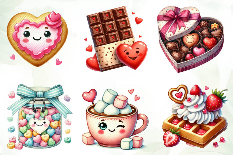 Kawaii Sweet Valentine Food Clipart Bundle - CraftNest - Digital Crafting and Art