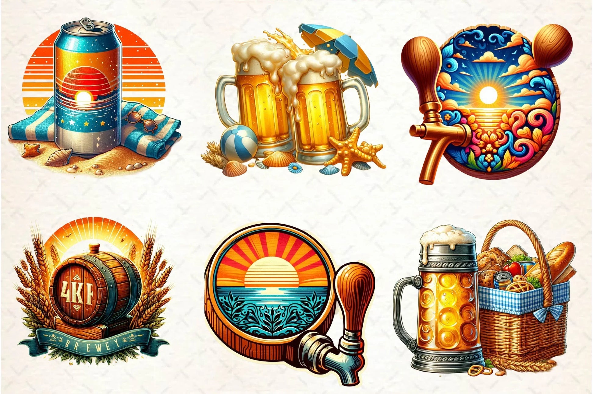 Vintage Summer Beer Clipart Bundle - CraftNest - Digital Crafting and Art