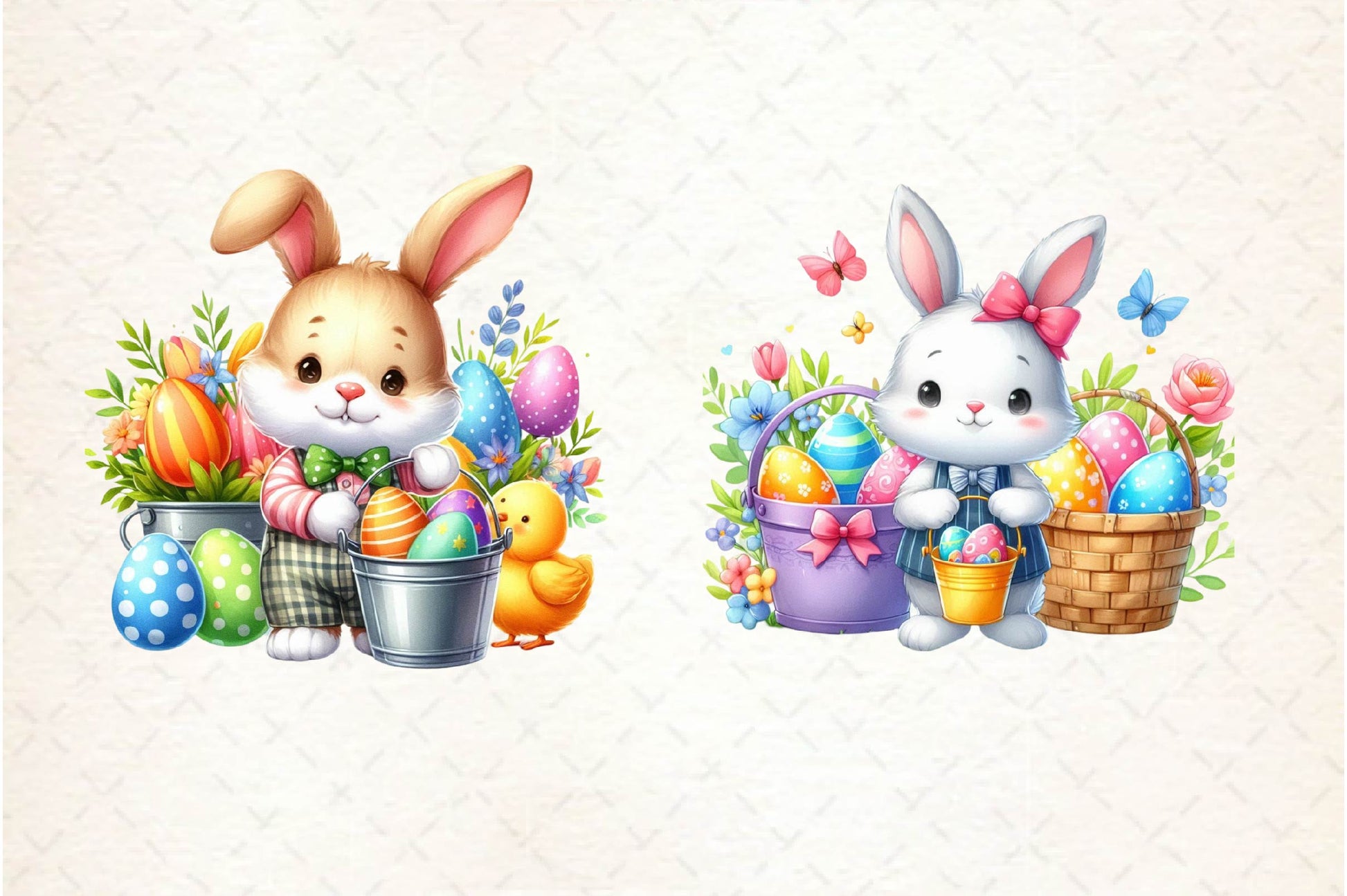 Easter Bunny Basket Clipart Bundle - CraftNest - Digital Crafting and Art