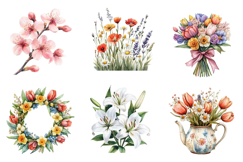 Spring Flowers Clipart Bundle 1 - CraftNest - Digital Crafting and Art