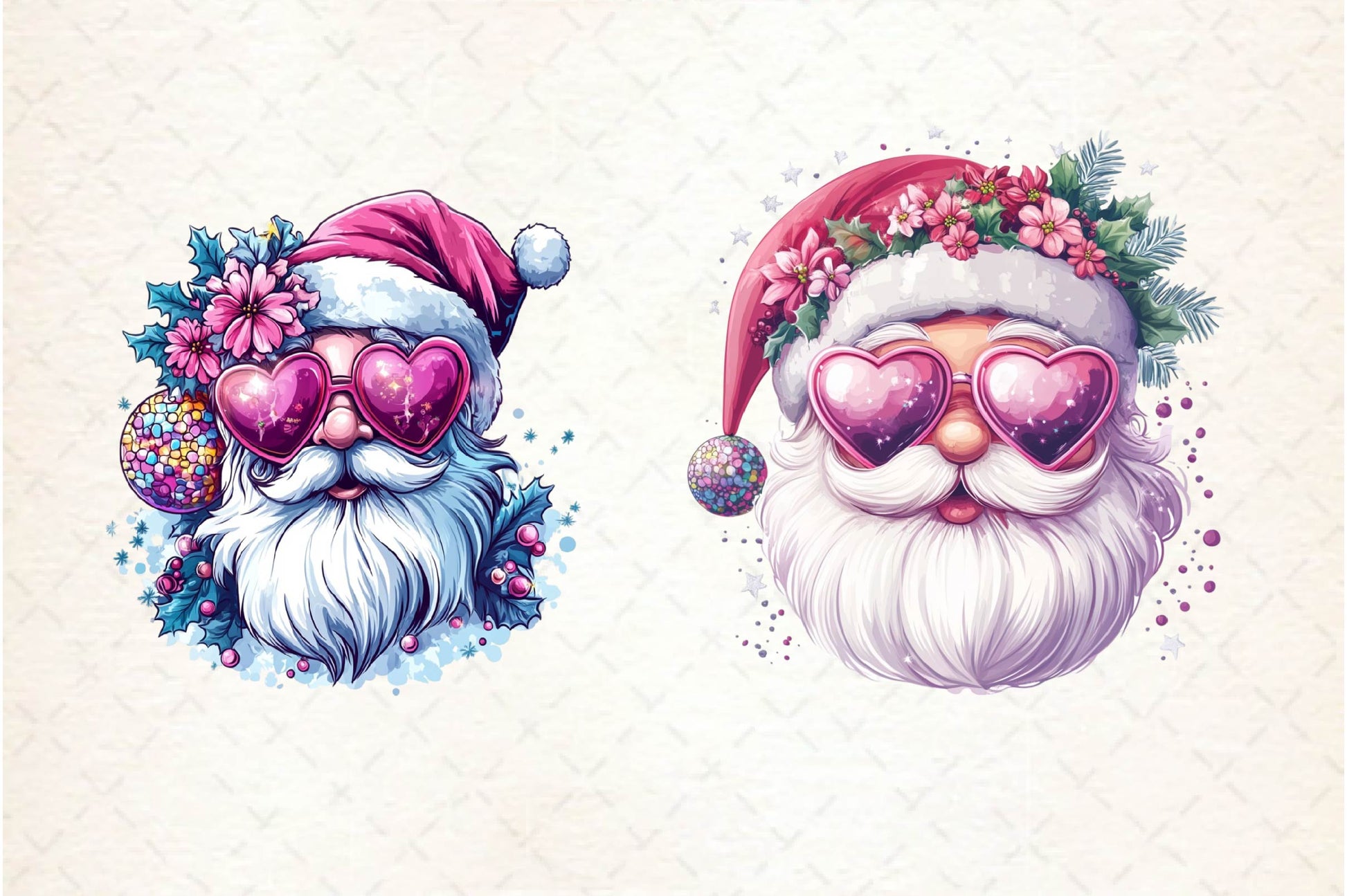 Santa Claus Retro Pink Christmas Clipart Bundle - CraftNest - Digital Crafting and Art