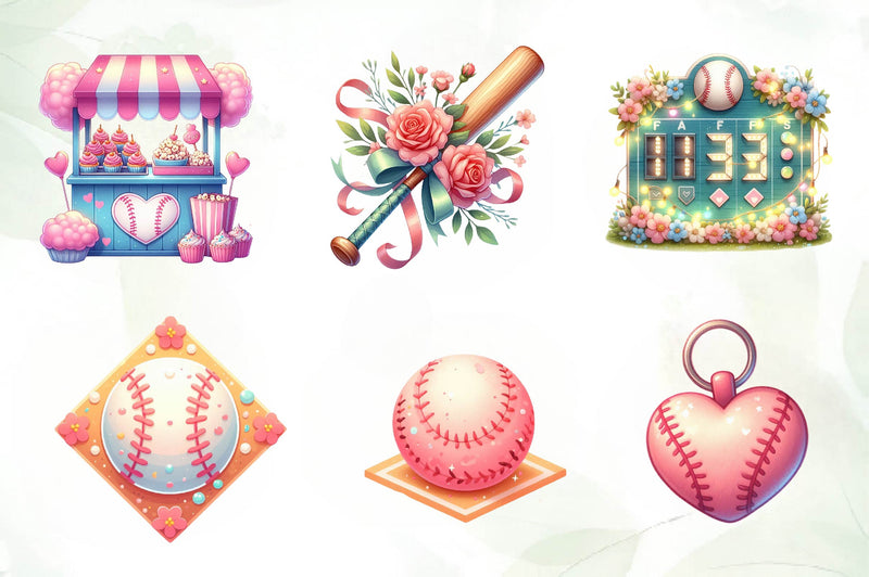 Coquette Baseball Clipart Bundle - CraftNest - Digital Crafting and Art
