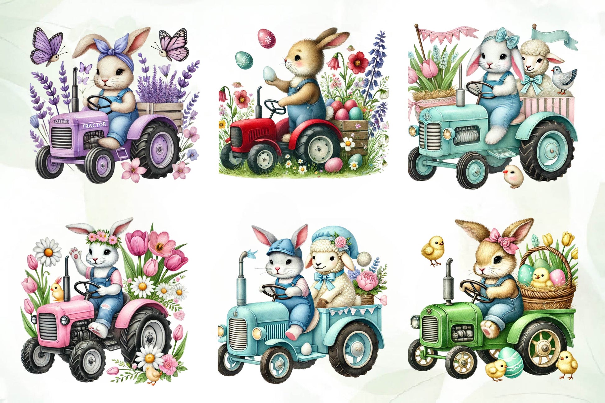 Easter Bunny Tractor Clipart Bundle - CraftNest - Digital Crafting and Art