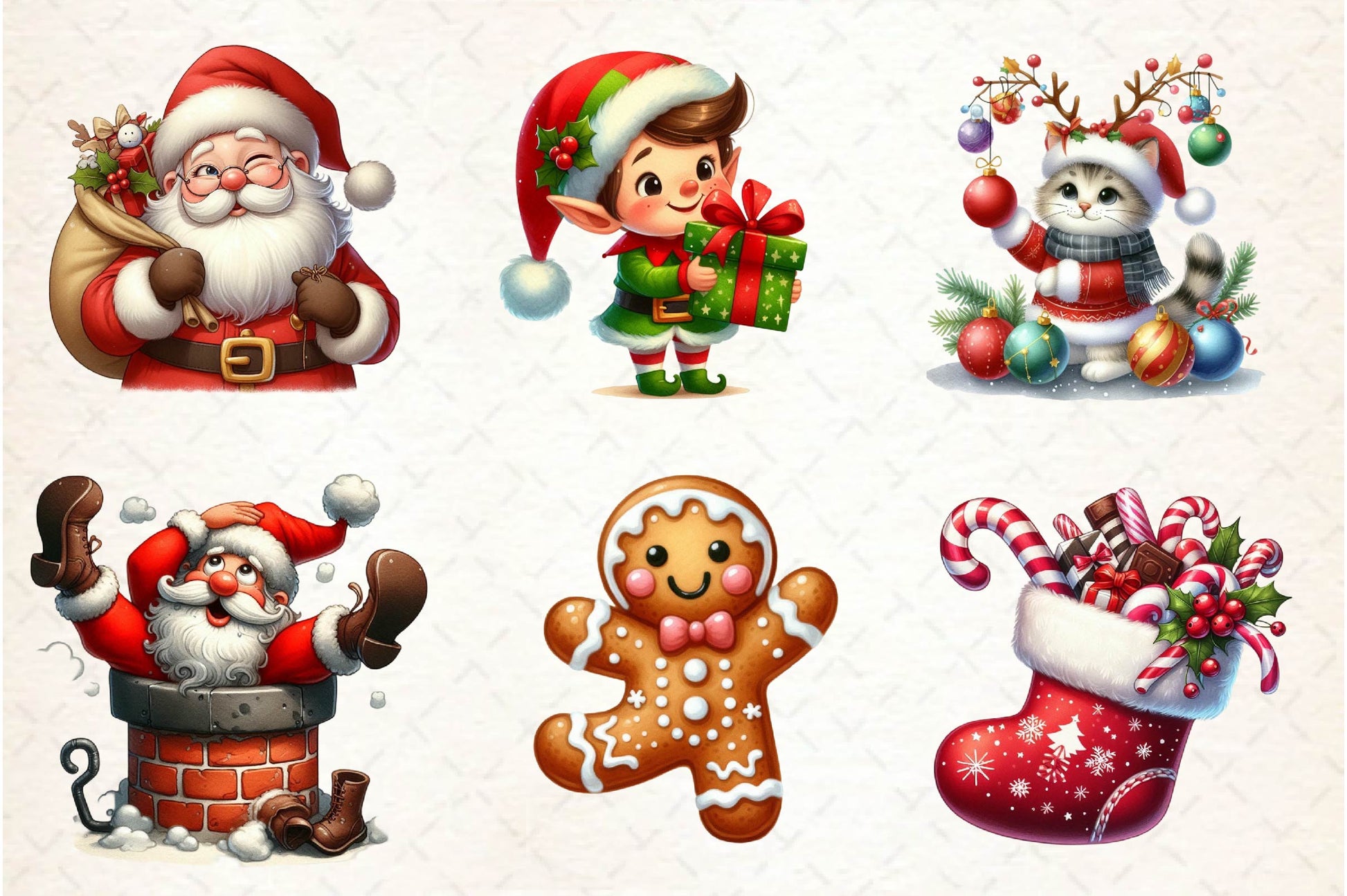 Hand Drawn Cartoon Christmas Clipart Bundle - CraftNest - Digital Crafting and Art