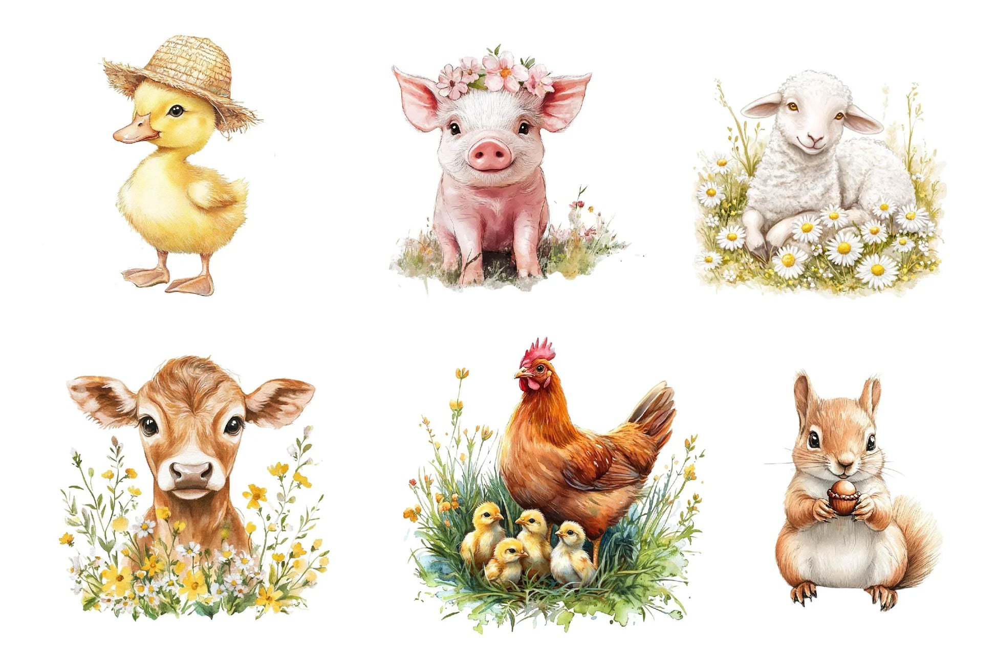 Cute Spring Farm Animals Clipart Bundle - CraftNest - Digital Crafting and Art