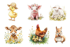 Cute Spring Farm Animals Clipart Bundle - CraftNest - Digital Crafting and Art
