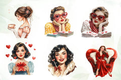 Vintage Valentines Woman Clipart Bundle - CraftNest - Digital Crafting and Art