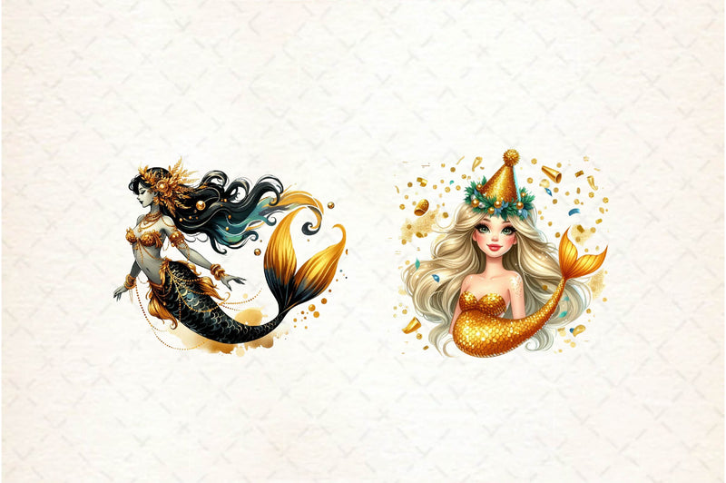 New Year Mermaid Clipart Bundle - CraftNest - Digital Crafting and Art