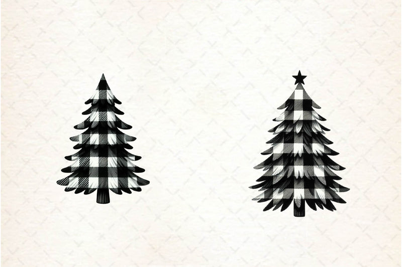 Black And White Christmas Tree Clipart Bundle - CraftNest - Digital Crafting and Art