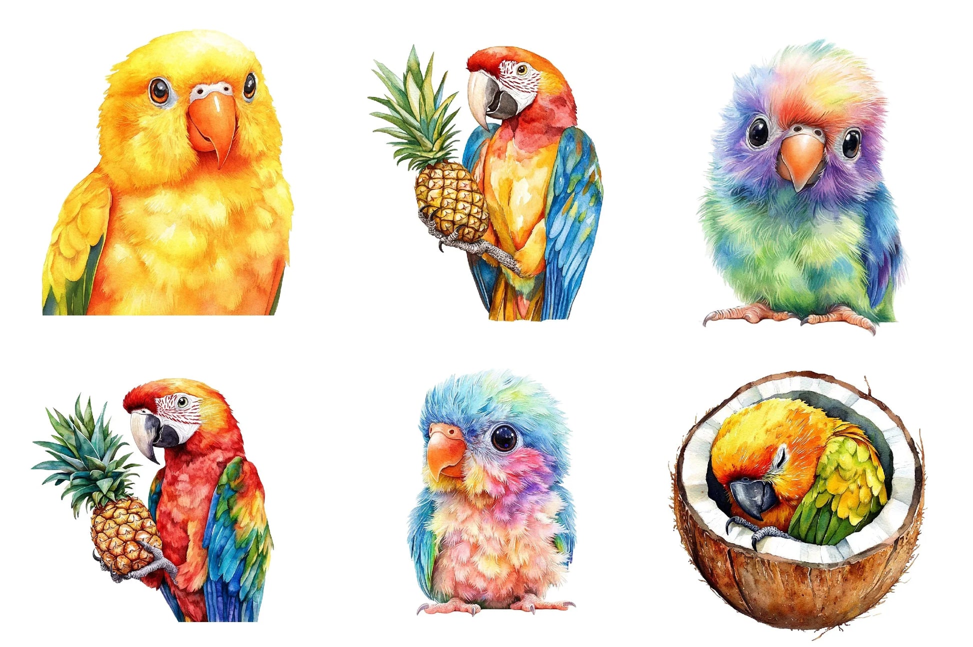 Tropical Parrots Clipart Bundle - CraftNest - Digital Crafting and Art