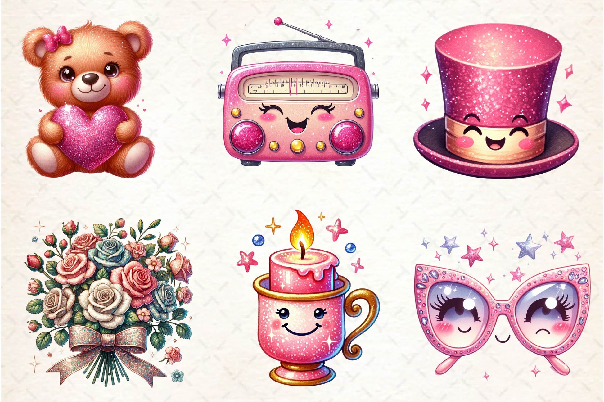 Glitter Pink Happy Valentine Clipart Bundle - CraftNest - Digital Crafting and Art