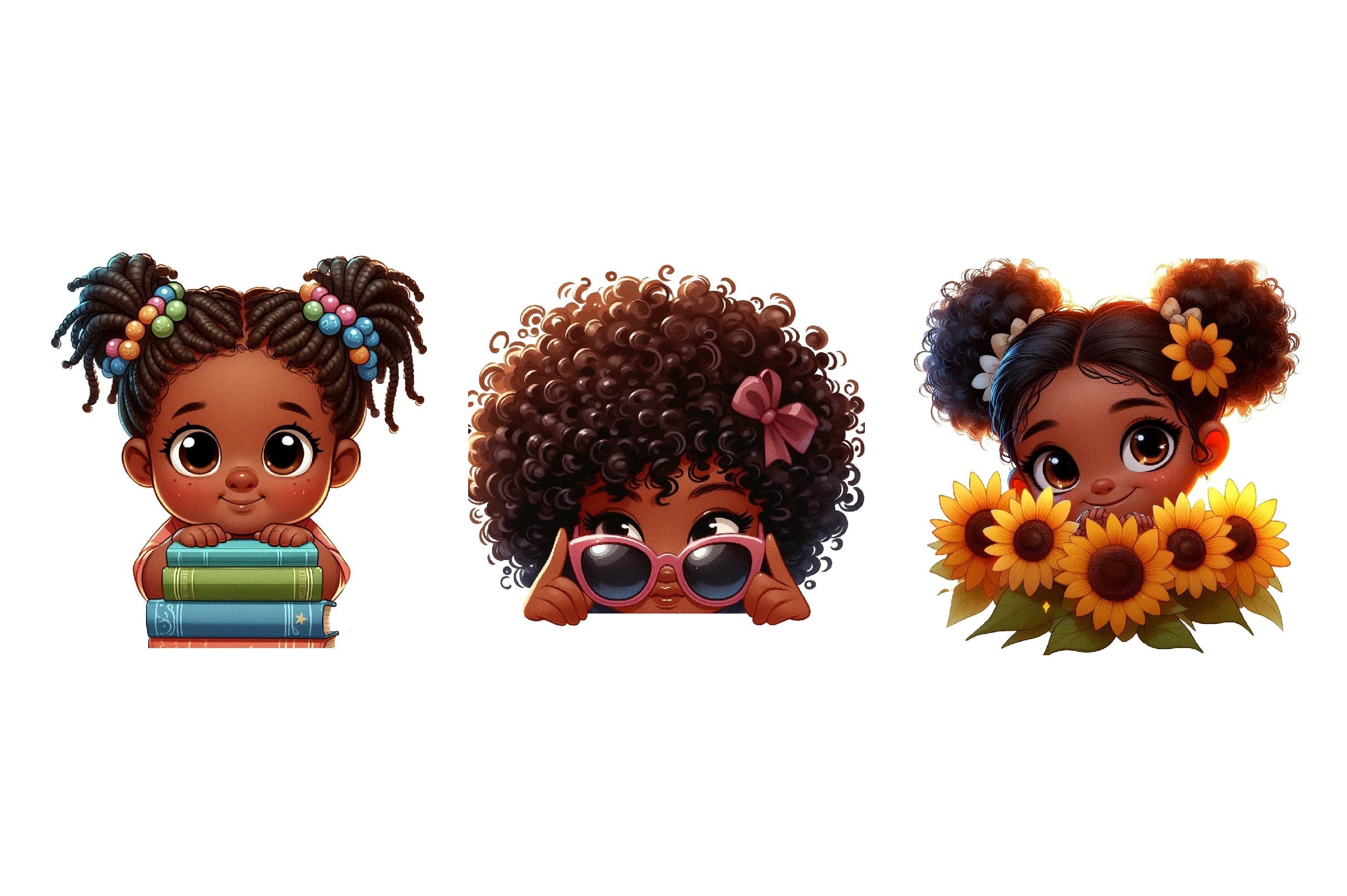 Peeking Black Girls Clipart Bundle - CraftNest - Digital Crafting and Art