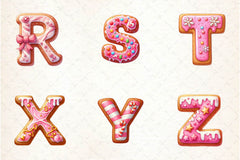 Pink Christmas Gingerbread Alphabet Clipart Bundle - CraftNest - Digital Crafting and Art