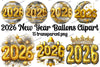 2026 New Year Balloons Clipart Bundle