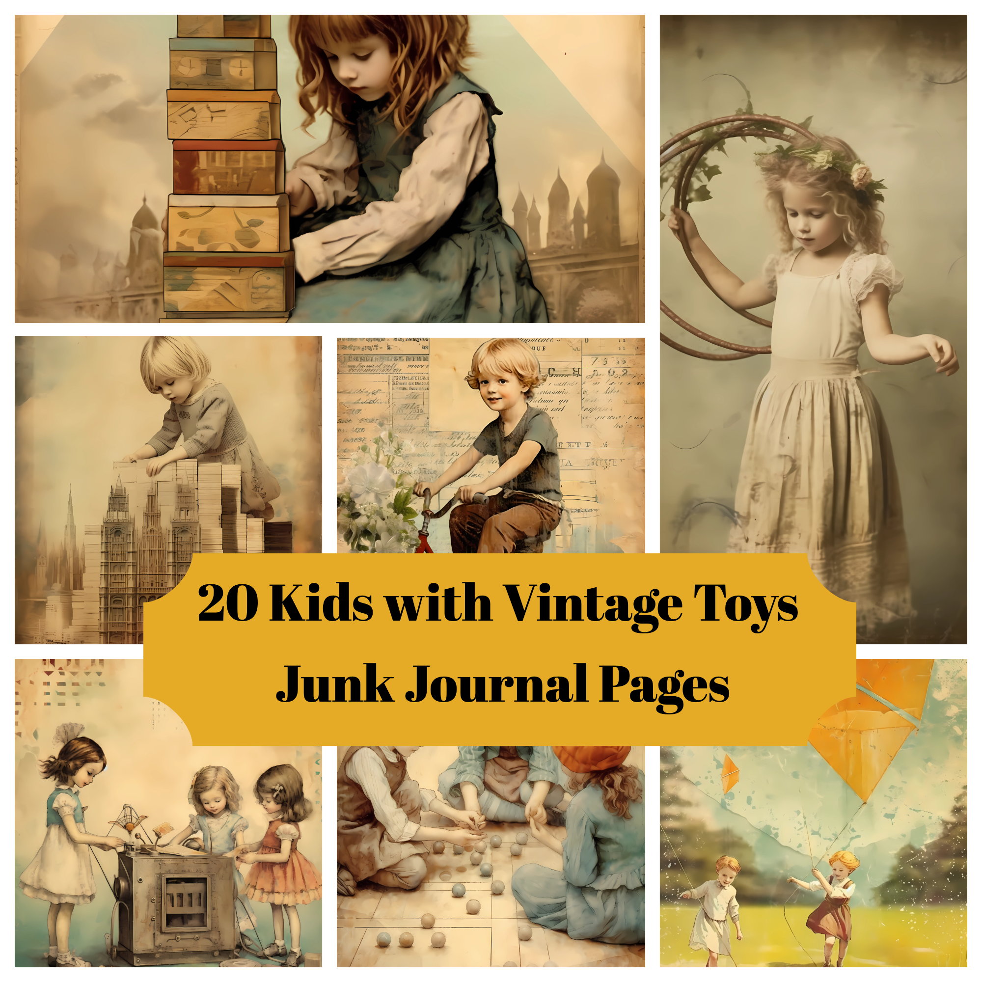 Kids With Vintage Toys Junk Journal Pages - CraftNest