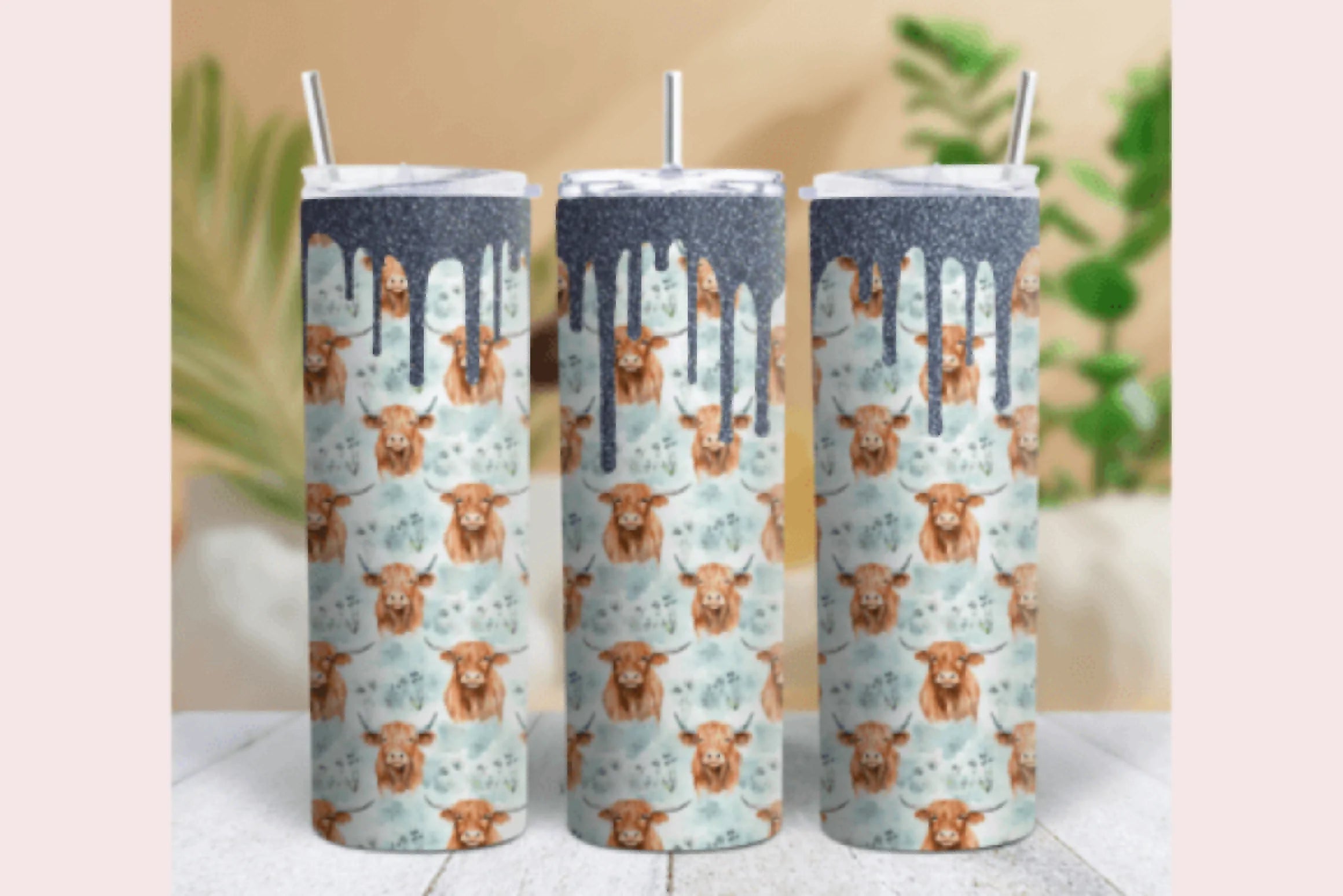 Pink Cow Glitter Tumbler Wrap Bundle - CraftNest - Digital Crafting and Art